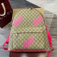 Gucci Ophidia Medium Backpack In Gucci Logo printed GG Supreme Canvas 834466 Beige/Pink