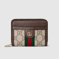 Gucci Ophidia Coin Zip Wallet In GG Supreme Canvas Beige/Brown
