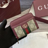 Gucci Ophidia Coin Zip Wallet In GG Supreme Canvas Beige/Red