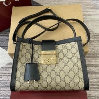 Gucci Padlock Medium Top Handle Bag In GG Supreme Canvas 838992 Beige/Black