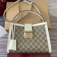 Gucci Padlock Medium Top Handle Bag In GG Supreme Canvas 838992 Beige/White