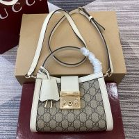 Gucci Padlock Small Top Handle Bag In GG Supreme Canvas 841653 Beige/White
