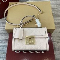 Gucci Padlock Small Top Handle Bag In GG Embossed Leather 848884 Cherry