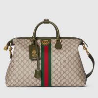Gucci Savoy Medium Duffle Bag In GG Supreme Canvas 834469 Beige/Green