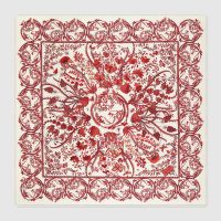 Gucci Scarf 90 Floral Print Silk Red