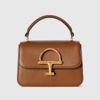 Gucci Siena Small Top Handle Bag 855536 In Smooth Leather Brown