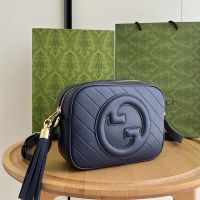 Gucci Small Blondie Camera Bag In Subtler Leather 742360 Navy Blue