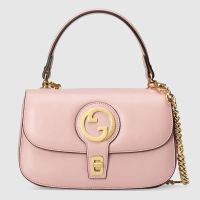 Gucci Small Blondie Flap Top Handle Bag In Leather 735101 Pink