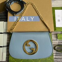 Gucci Small Blondie Shoulder Bag In Calfskin 699268 Blue
