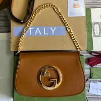 Gucci Small Blondie Shoulder Bag In Calfskin 699268 Brown