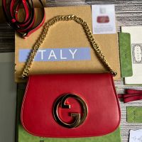Gucci Small Blondie Shoulder Bag In Calfskin 699268 Red