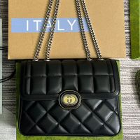 Gucci Small Deco Crossbody Bag In Quilted Leather 740834 Black