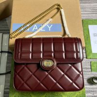 Gucci Small Deco Crossbody Bag In Quilted Leather 740834 Burgundy