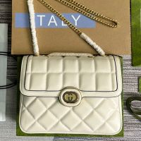 Gucci Small Deco Crossbody Bag In Quilted Leather 740834 White