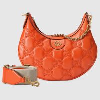 Gucci Small Half-Moon Bag In GG Matelasse Leather ?739709 Orange