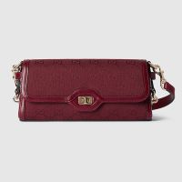 Gucci Small Luce Shoulder Bag In Original GG Canvas 788061 Burgundy