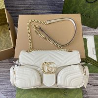 Gucci Small Marmont Multi-Pocket Bag In Matelasse Leather 795228 White