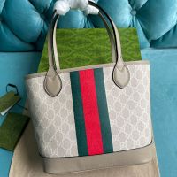 Gucci Small Ophidia Stripe Tote In GG Supreme Canvas 726762 Beige/Khaki