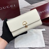 Gucci Softbit Continental Wallet 828147 In Grainy Leather White