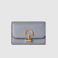 Gucci Softbit Card Case 828148 In Grainy Leather Sky Blue