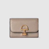 Gucci Softbit Card Case 828148 In Grainy Leather Taupe