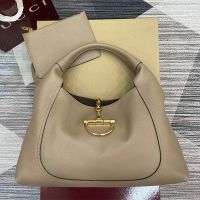 Gucci Softbit Maxi Top Handle Bag 837466 In Grainy Leather Khaki