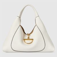 Gucci Softbit Maxi Top Handle Bag 837466 In Grainy Leather White