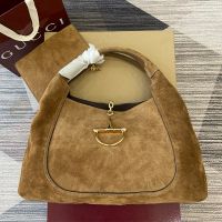 Gucci Softbit Maxi Top Handle Bag 837466 In Suede Brown