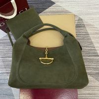 Gucci Softbit Maxi Top Handle Bag 837466 In Suede Green