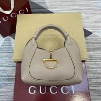 Gucci Softbit Medium Top Handle Bag 837467 In Grainy Leather Taupe