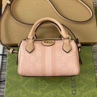 Gucci Super Mini Ophidia Boston Bag In GG Supreme Canvas 781490 Pink