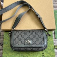 Gucci Super Mini Ophidia Flap Bag In GG Supreme Canvas 795466 Grey