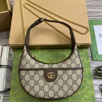 Gucci Super Mini Ophidia Half-Moon Bag In GG Supreme Canvas 772308 Beige/Coffee