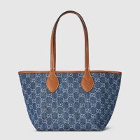 Gucci Totissima Small Tote Bag In GG Supreme Denim 820496 Blue