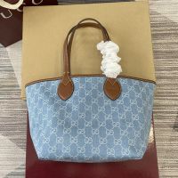 Gucci Totissima Small Tote Bag In GG Supreme Denim 837198 Light Blue
