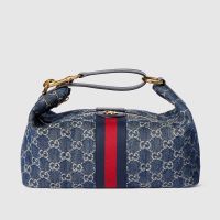 Gucci Vanity Medium Top Handle Bag 857799 In GG Supreme Denim Blue