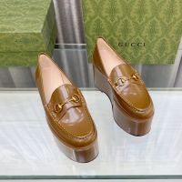 Gucci Vegas Platform Loafers Women Leather Brown