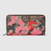 Gucci GG Zip Around Wallet 834694 In Camouflage GG Monogram Fabric Pink