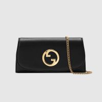 Gucci Large Blondie Continental Chain Wallet In Leather 725215 Black