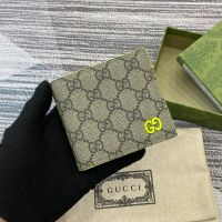Gucci GG Coin Wallet 768244 In GG Supreme Canvas Beige/Lemon