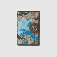 Gucci GG Long Card Case 834691 In Camouflage GG Monogram Fabric Blue