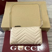 Gucci GG Marmont Small Shoulder Bag 847589 In Matelasse Leather Cherry