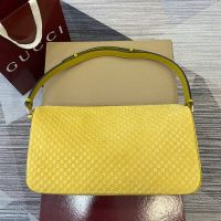 Gucci Half Horsebit Large Shoulder Bag 862530 In GG Embossed Suede Yellow