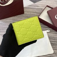 Gucci Imprint Bi-fold Wallet In GG Embossed Grainy Leather 835001 Green