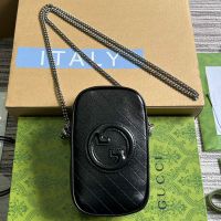Gucci Mini Blondie Phone Case In Subtler Leather 760315 Black