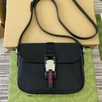 Gucci Mini Buckle Flap Crossbody Bag In Fabric 800313 Black