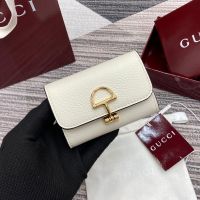 Gucci Softbit Card Case 828148 In Grainy Leather White
