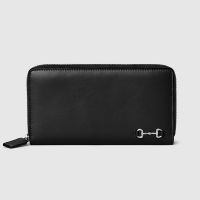 Gucci Zip Around Wallet with Horsebit Detail 846954 In Smooth Leather Black