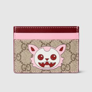 Gucci Besties Card Case 855373 In GG Monogram Fabric Beige/Pink