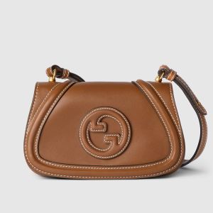 Gucci Blondie Small Shoulder Bag In Smooth Leather 815700 Brown